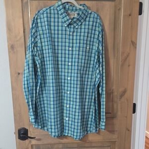 Duluth Trading Co Blue and Green Plaid Shirt